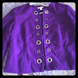 Purple and silver grommet sueded jacket